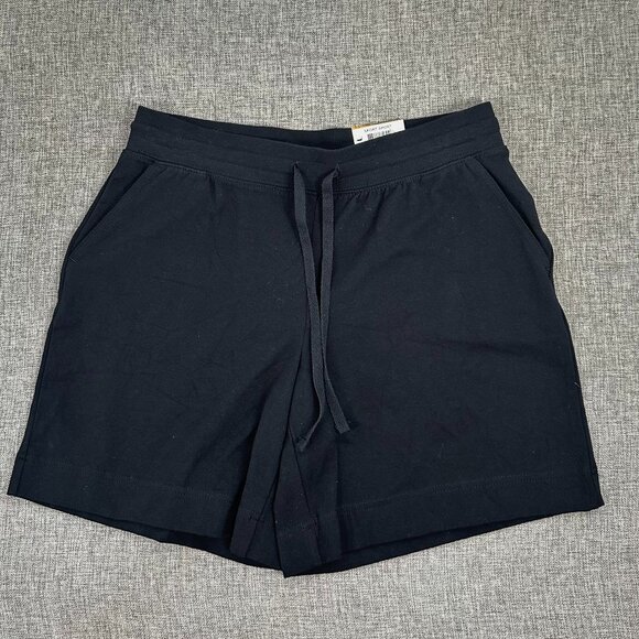 NEW Karen Scott Sport Shorts‎ Black Petite Small Black Cotton Spandex Drawstring - Picture 2 of 13